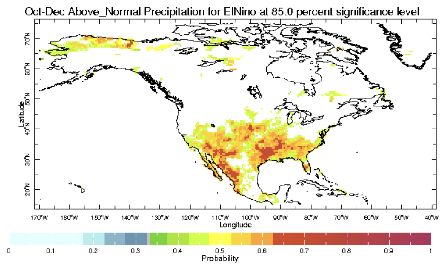 Historical precipitation probability pattern during El Niño